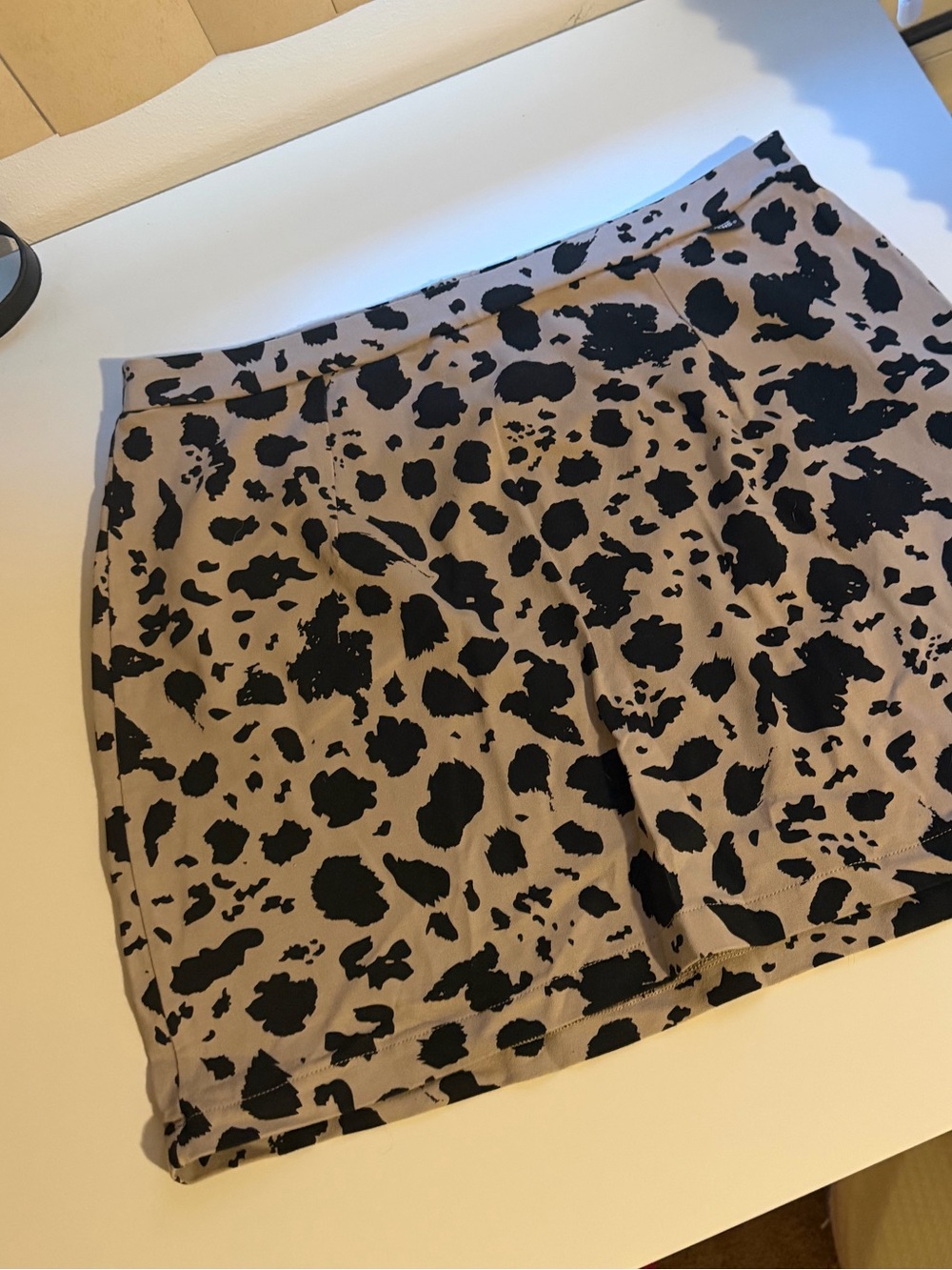 Vans Beige and Black Leopard Print Mini Skirt